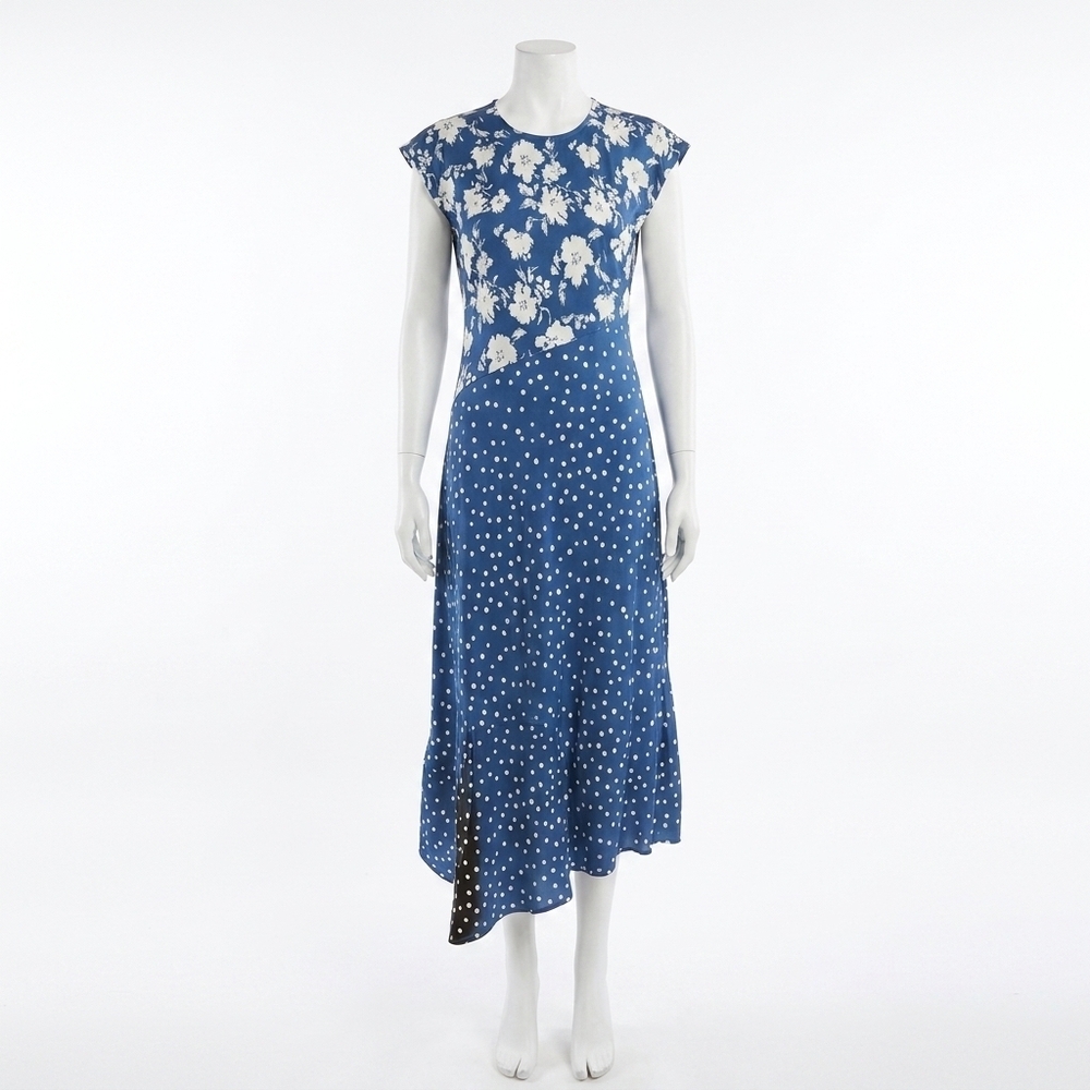 NEW TANYA TAYLOR violeta dress in french blue/cream multi
